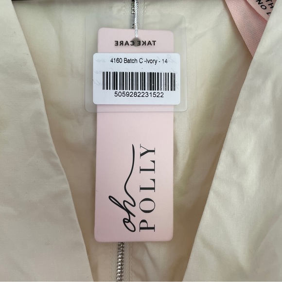 Oh Polly Plunge Neck Wrap Top Ivory Size 14 BNWT - Picture 3 of 10